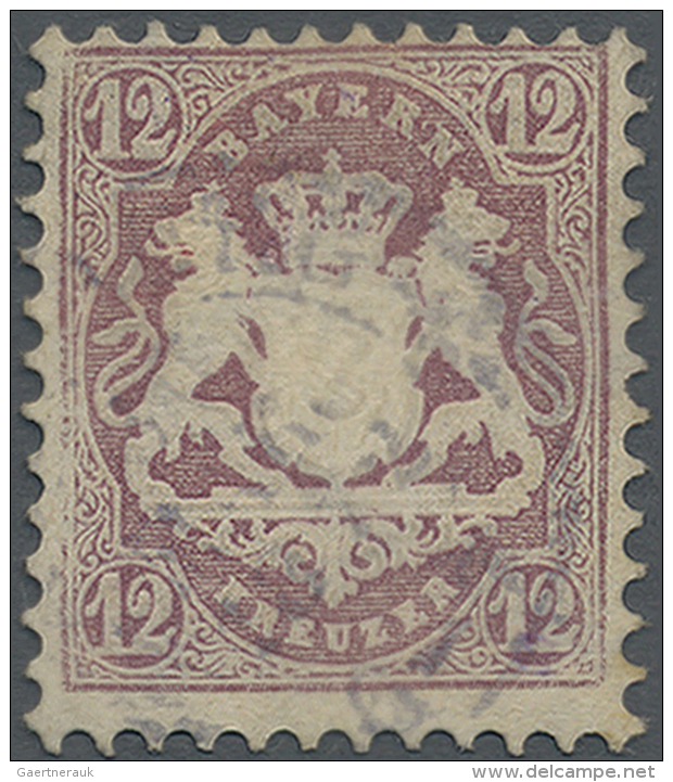 1870, 12 Kr. Dunkelbraunpurpur Mit Wasserzeichen 1 A Und Violettblauem OPA "(BAM)BERG 30.MAR 1872",... - Sonstige & Ohne Zuordnung