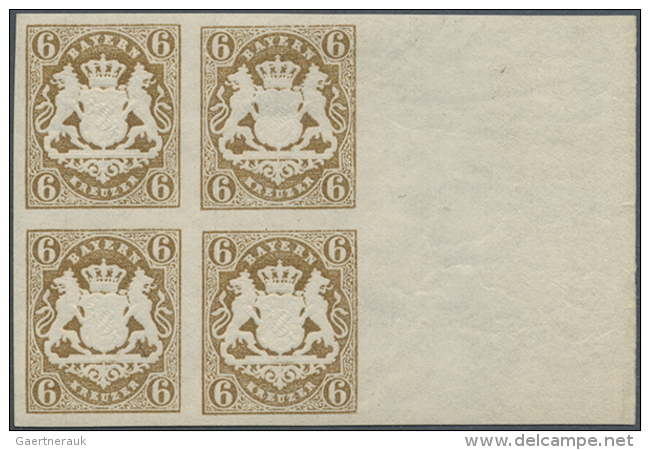 1868, Freimarken Staatswappen 6 Kr Ockerbraun Im Ungebrauchten Viererblock Vom Rechten Bogenrand. (D) - Autres & Non Classés