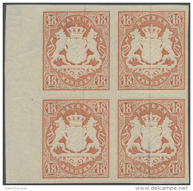 1867, 18 Kr. Ziegelrot, Farbfrischer, Allseits Breitrandiger Rand-4er-Block Mit 10 Mm Linkem Seitenrand,... - Other & Unclassified