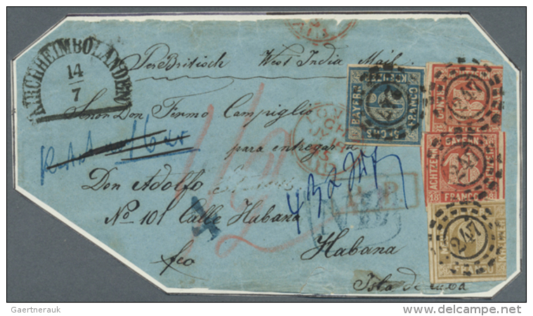 1862, Large Part Of Letter Frontside With 18 Kr. Red In Two Different Shades, 6 Kr. Blue And 9 Kr. Ocre, All Tied... - Autres & Non Classés
