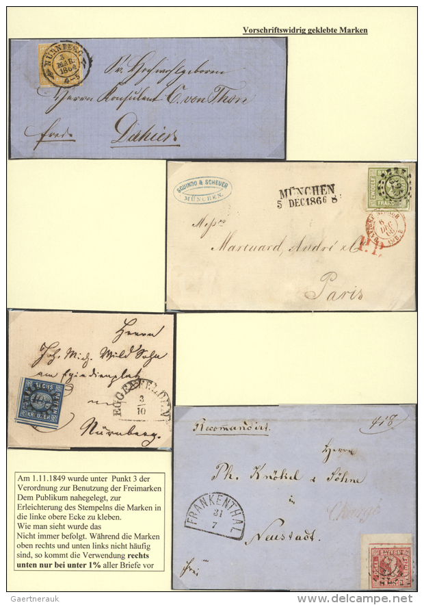 1862, III Ausgabe "Ziffer Im Quadrat", 4 Sch&ouml;ne Briefe  Jeweils EF 1 Kr Gelb Aus "N&Uuml;RNBERG 3 MAR 1864",... - Autres & Non Classés