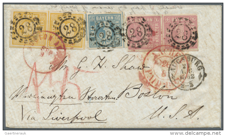 1850, 3 Kr. Blau, Platte V, 1 Kr. Rosa Im Waagerechten Paar Und 18 Kr. Gelborange Im Waagerechten Paar Als... - Autres & Non Classés