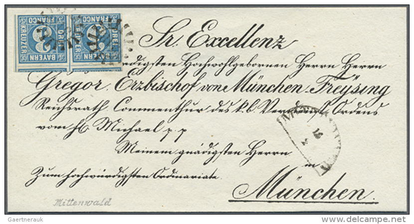 1850, Luxus Vordruck-BISCHOFSBRIEF Aus Mittenwald(!) Frankiert Mit Paar 3 Kr. Blau Platte II Mit Je Seltenem GMR... - Autres & Non Classés