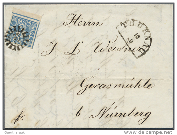 1850, 3 Kr. Dunkelgraublau, Type 2 Von Der Rechten Oberen Bogenecke (etwas Oxidiert) Mit GMR "521" Und Neben-HK... - Autres & Non Classés