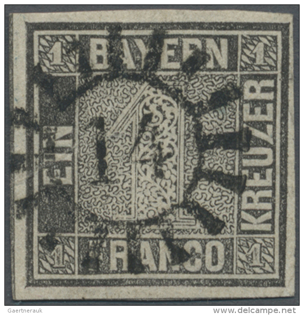 1849, 1 Kr. Scharz, Platte 2, Farbrisches, Allseits Voll- Bis Breitrandiges Exemplar, Links Mit Schnittlinie,... - Autres & Non Classés