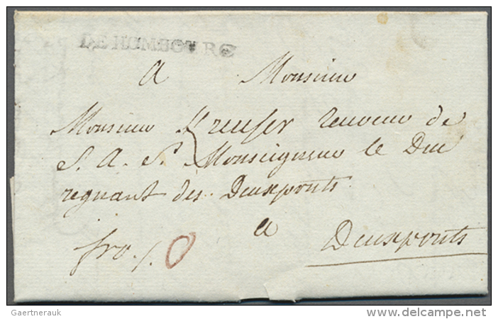 "DE HOMBOURG", Schwarzer L1 Klar Auf Komplettem Faltbrief (datiert 1787) Mit Taxvermerk "0" Nach Zweibr&uuml;cken,... - Autres & Non Classés