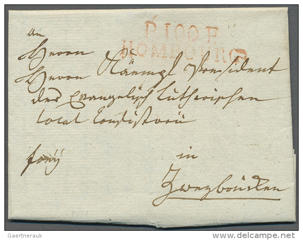 "P 100 P HOMBOURG", Roter L2 Klar Auf Komplettem Faltbrief (datiert Mittelbach 1813) Nach Zweibr&uuml;cken,... - Other & Unclassified