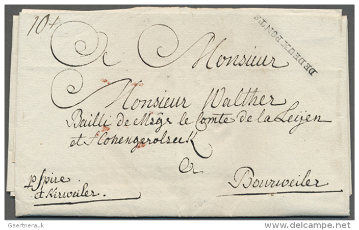 "DE DEUX PONTS", Schwarzer L1, Glasklar Auf Komplettem Faltbrief (datiert Bliescastel 1786) Mit Leitvemerk "p.... - Autres & Non Classés