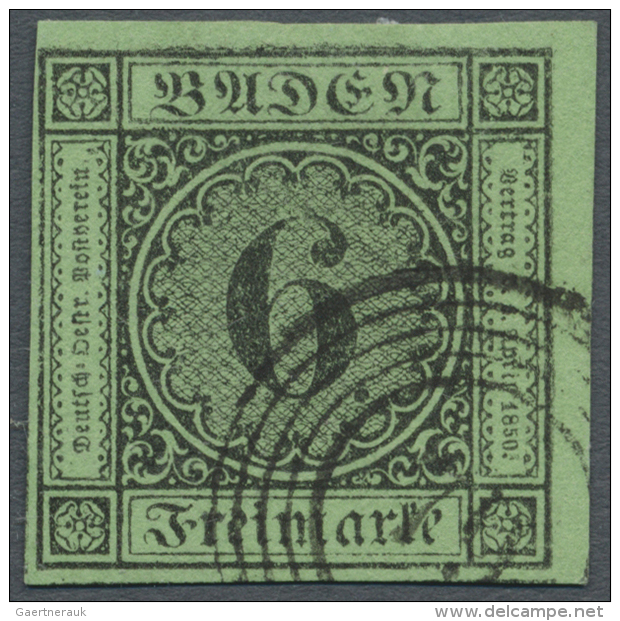 1852, Freimarke 6 Kr. Schwarz Auf Gelbgr&uuml;n, Allseits Voll/breitrandig Aus Der Rechten Oberen Bogenecke,... - Other & Unclassified