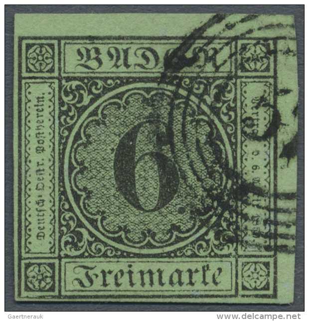 1852, Freimarke 6 Kr. Schwarz Auf Gelbgr&uuml;n, Allseits Voll/breitrandig Aus Der Rechten Oberen Bogenecke,... - Sonstige & Ohne Zuordnung