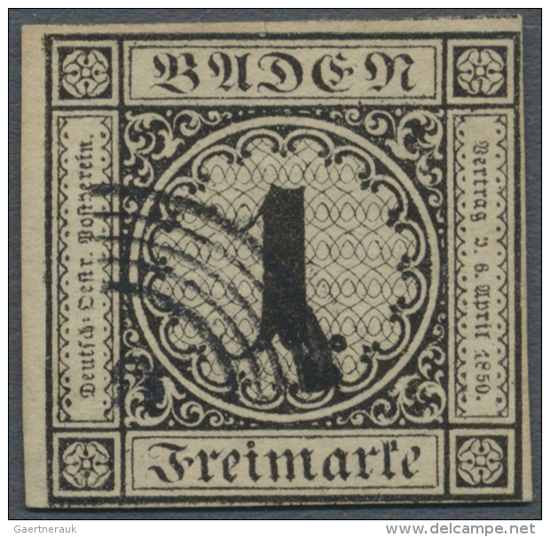 1851, Freimarke 1 Kr. Schwarz Auf S&auml;misch, Allseits Vollrandig, Oben Teil Der Nachbarmarke, Links Bogenrand... - Andere & Zonder Classificatie