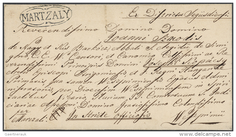 1791/1850 (ca.), Lot Of Six Pre-philatelic Covers, E.g. MARTZALY (2), OREGLAK (2), Red Oval Framed TALLYA, 1791 D.... - ...-1867 Préphilatélie