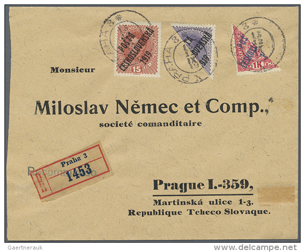 1918/1919, Assortment Of Nine (philatelically Inspired) Bisects, Three Covers And Three Pieces, Also Overprints On... - Autres & Non Classés