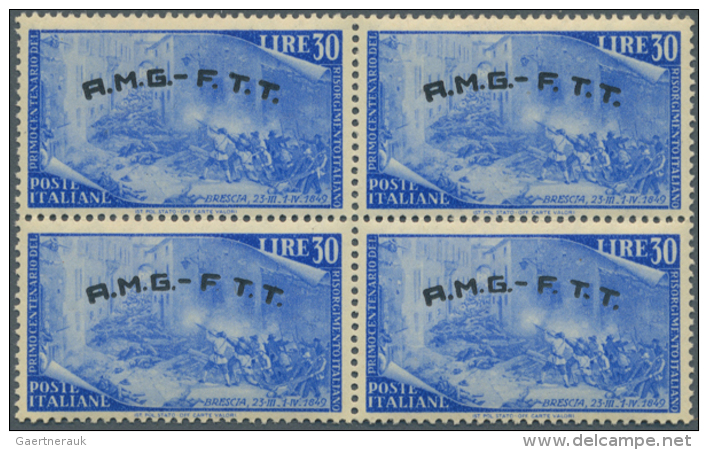 1948, 30 L. Freimarken 1948 Blau (Mi. Nr. 43), 400 Postfrische 4er-Blocks, Linke Untere Marke Je Mit Aufdruckfehler... - Non Classés