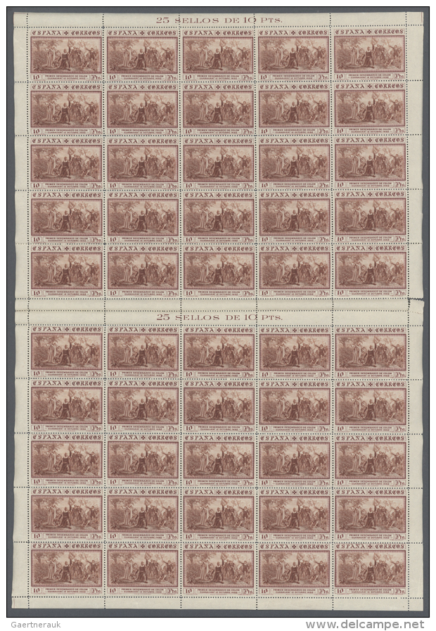 1930, Columbus, 1c. To 10pts. Incl. Express Stamp, 16 Values, 50 Complete U/m Sets Within (folded) Sheets. Michel... - Autres & Non Classés