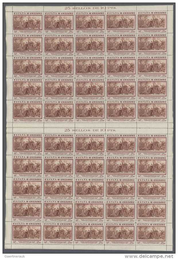 1930, Columbus, 1c. To 10pts. Incl. Express Stamp, 16 Values, 50 Complete U/m Sets Within (folded) Sheets. Michel... - Autres & Non Classés