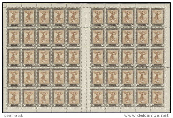 1930, Goya, 5c. To 10pts. Incl. Express Stamp, 14 Values, 150 Complete U/m Sets Within (folded) Sheets/units.... - Autres & Non Classés