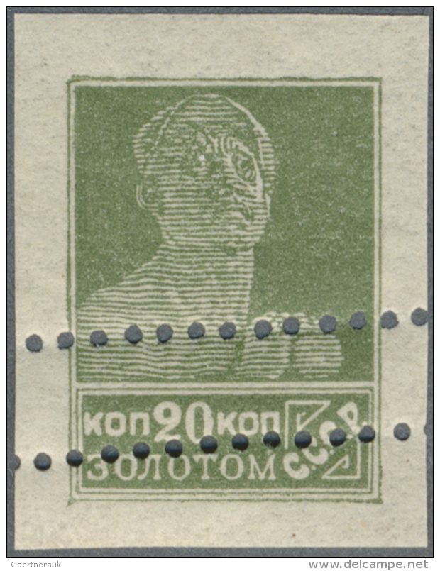 1924, 20kop. Greyish Green On Thin Greyish Paper Without Watermark, Typographed Printing, Imperforate With Two... - Autres & Non Classés