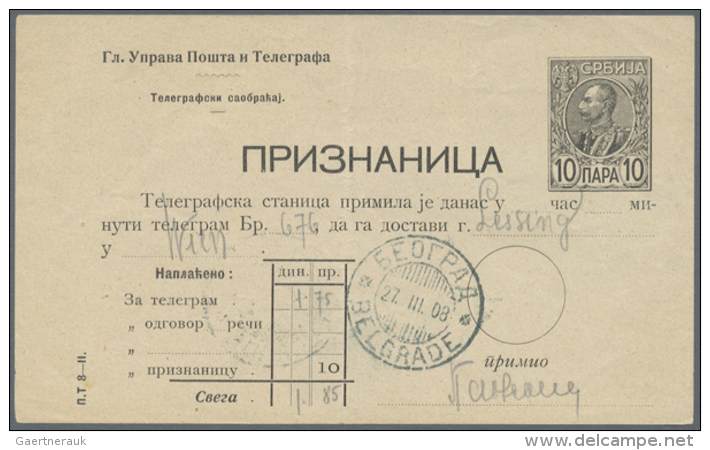 1880/1920 (ca.) - 60 Gebrauchte Ganzsachen (haupts&auml;chlich Postkarten, Aber Auch Telegrammformulare Und... - Serbie