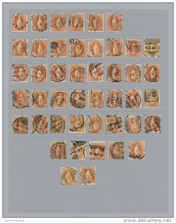1882/1908, Gestempelter Sammlungsbestand Von Ca. 730 Marken "Stehende Helvetia", Alles In Guter Vielfalt Von 20 Rp.... - Autres & Non Classés