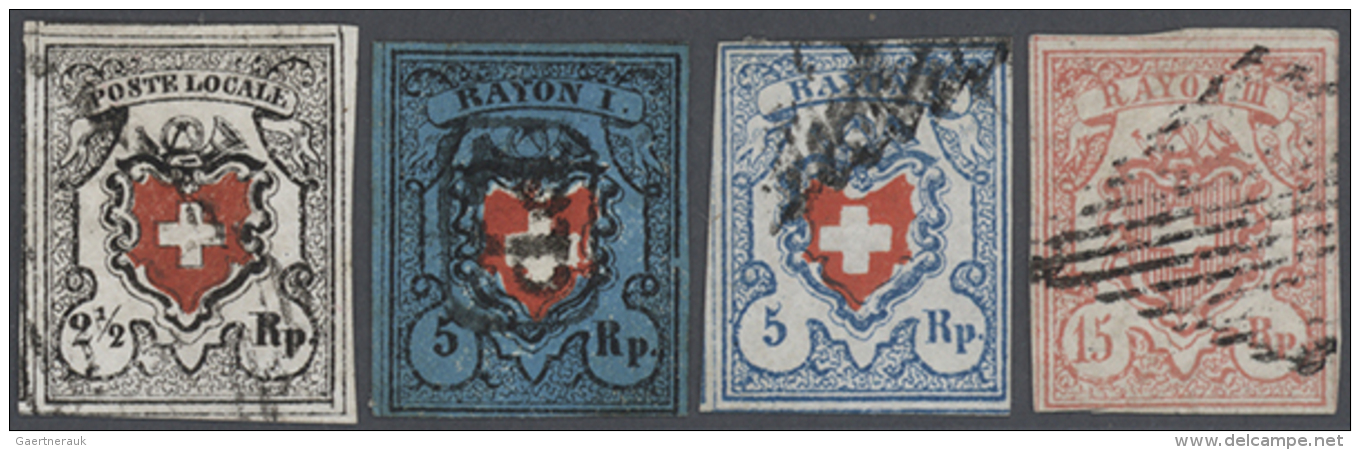 1850/19,Posten In 4 Alben, Ab Sch&ouml;ner Poste Locale Mit Kreuzeinfassung, Rayon I Dunkel- Und Hellblau, Rayon... - Autres & Non Classés