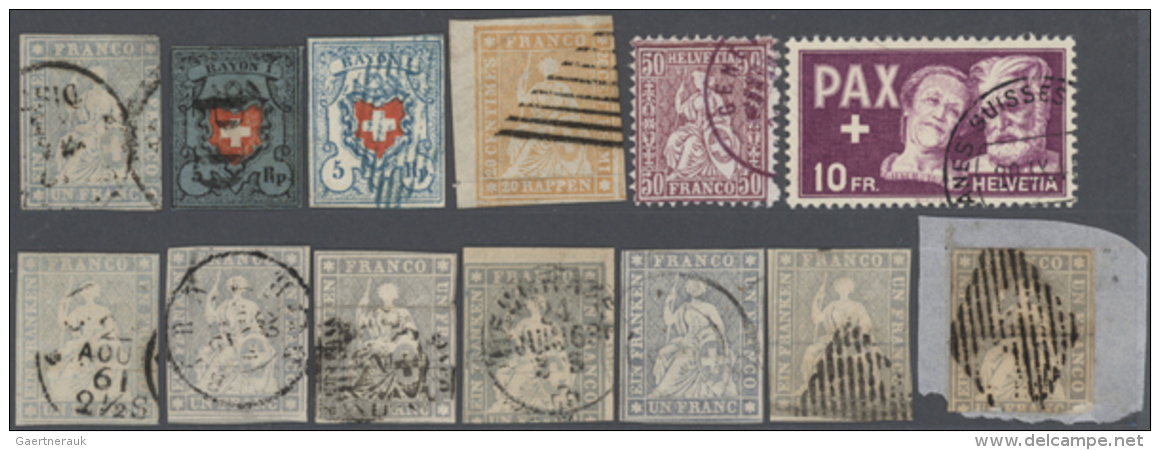 1850/1958, Interessante Sammlung Besserer Serien, Einzelmarken Und Briefe Auf Steckkarten, Dabei Rayon1  5Rp Mit... - Autres & Non Classés