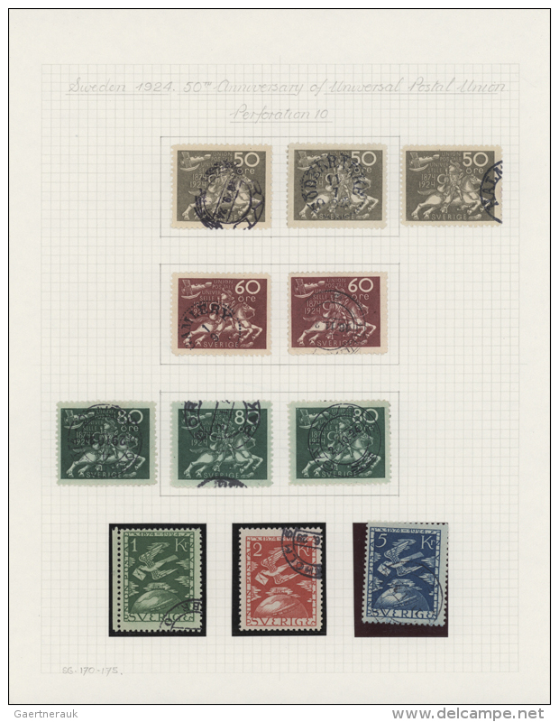 1924, UPU Issues, Mainly Used Assortment Of Apprx. 110 Stamps Of Both Issues, Neatly Mounted On "Frank Godden"... - Autres & Non Classés