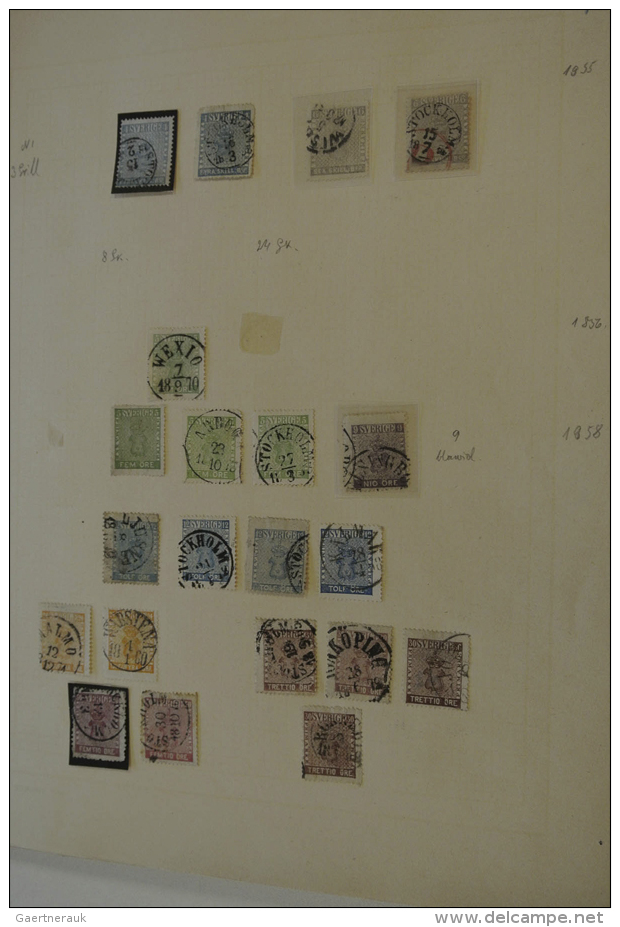 1855/1954: Mostly Used Collection Sweden 1855-1954 On Albumpages In Folder. Collection Contains Better Stamps Like... - Autres & Non Classés