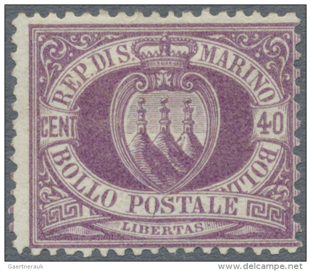 1877, Definitives Coat Of Arms, Lot Of Five Unused Stamps: 30c. Brown (2), 40c. Violet (3), Partly Signed. (D) - Autres & Non Classés