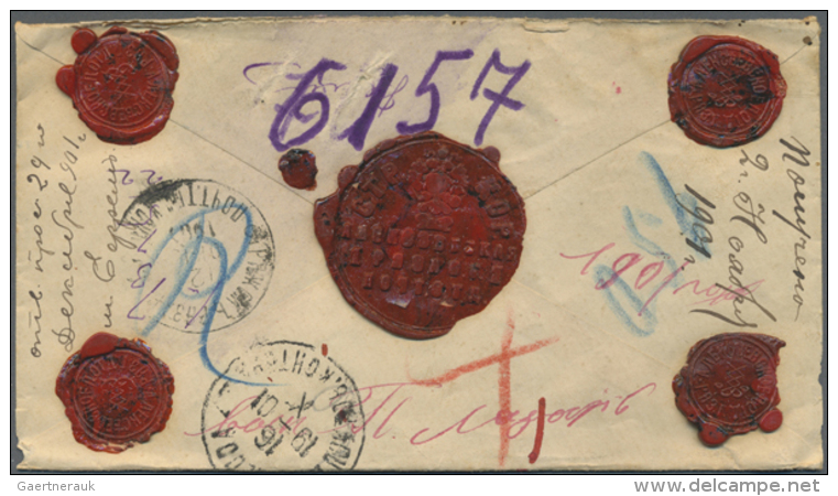 1900, 150 Registered Sealed Covers, Stampless Mail, Retour Mail, Different Destinations And Labels, Taxe And... - Autres & Non Classés