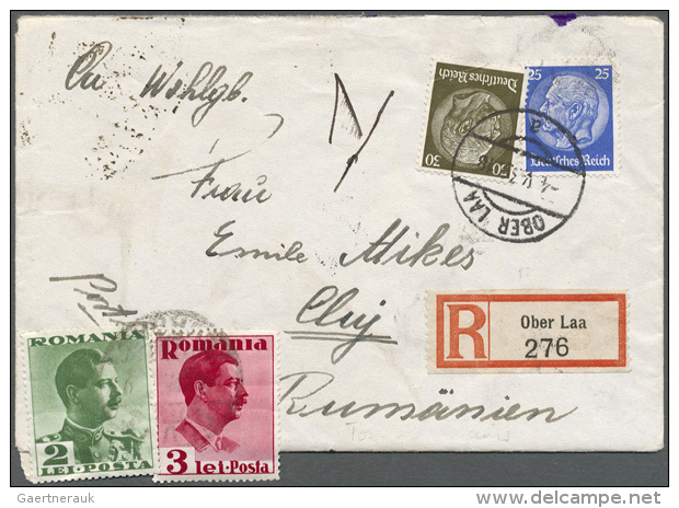 1930/1944, Lot Of 30 Covers/cards Incl. Censored, Airmail, Registered And Express Mail, Ms. Correction Of Postmark... - Autres & Non Classés