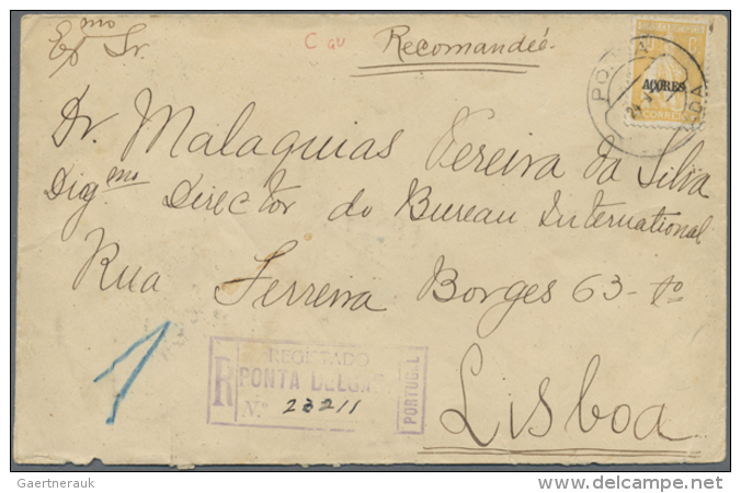 1922/1933, 5 Registered Letters, Four Of Them To Italy All With Ceres Frankings. Some Faults But Nevertheless A... - Açores