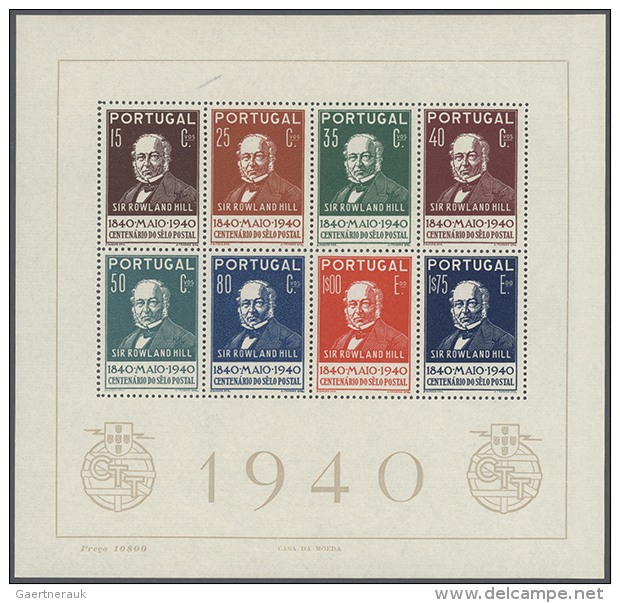 1940, 100th Stamp Anniversary, Souvenir Sheet, Lot Of Ten U/m Copies (ungummed Margin At One Side Is Due To... - Autres & Non Classés