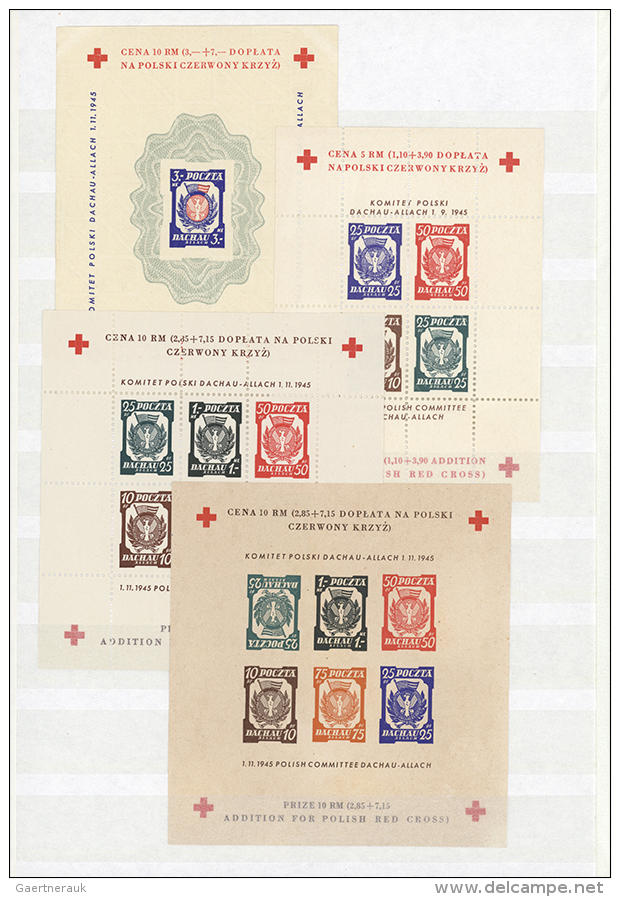 1945/1946, Assortment With 19 Red Cross Souvenir Sheets And Five Commercial Covers/cards Incl. Stationery And... - Autres & Non Classés