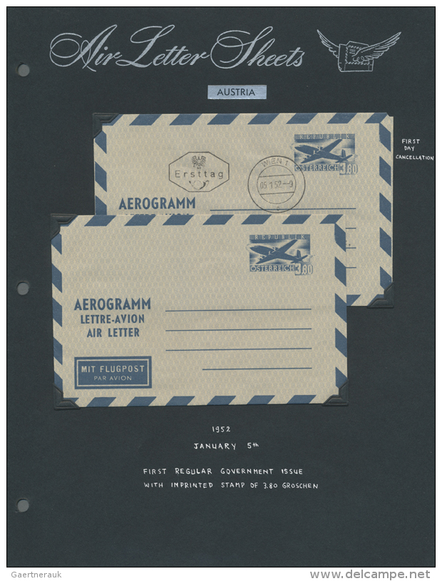 1952/1956, Kleine Sammlung Mit 18 Aerogrammen Ausstellungsm&auml;&szlig;ig Auf Bl&auml;ttern Ungebraucht, Gebraucht... - Autres & Non Classés