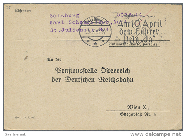 1938/1943 (ca.), Inter. Bestand Von Ca. 100 Briefen Und Ganzsachen Mit &Ouml;sterreich-, Dt. Reich- Sowie Etlichen... - Autres & Non Classés