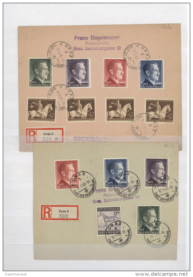 1938/1944, Reichhaltiger Bestand Von Briefst&uuml;cken Und Einigen Briefen/Karten, Nur Sondermarken Und 4... - Autres & Non Classés