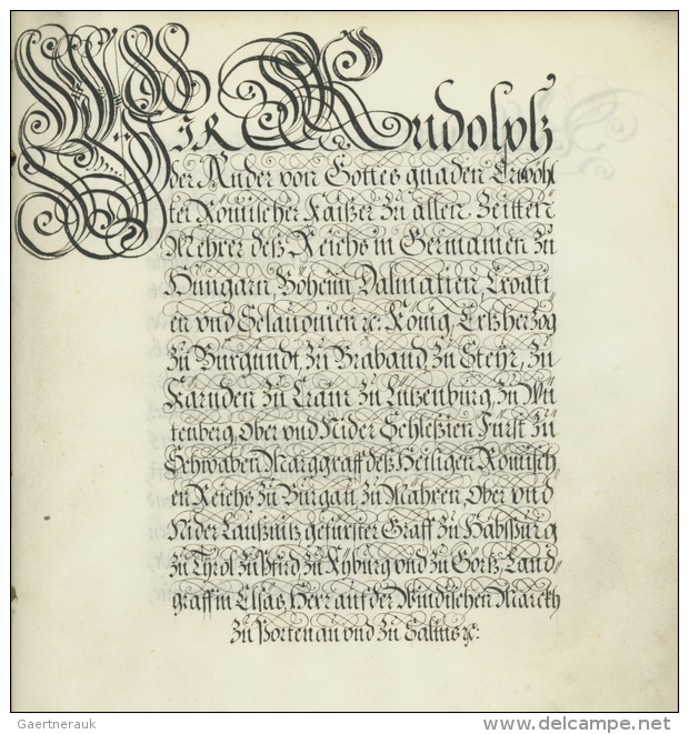 1609, RUDOLF II VON HABSBURG, R&ouml;misch Deutscher Kaiser, 16seitiger Adelsbrief Mit Dekorativem Handgemalten... - ...-1850 Préphilatélie