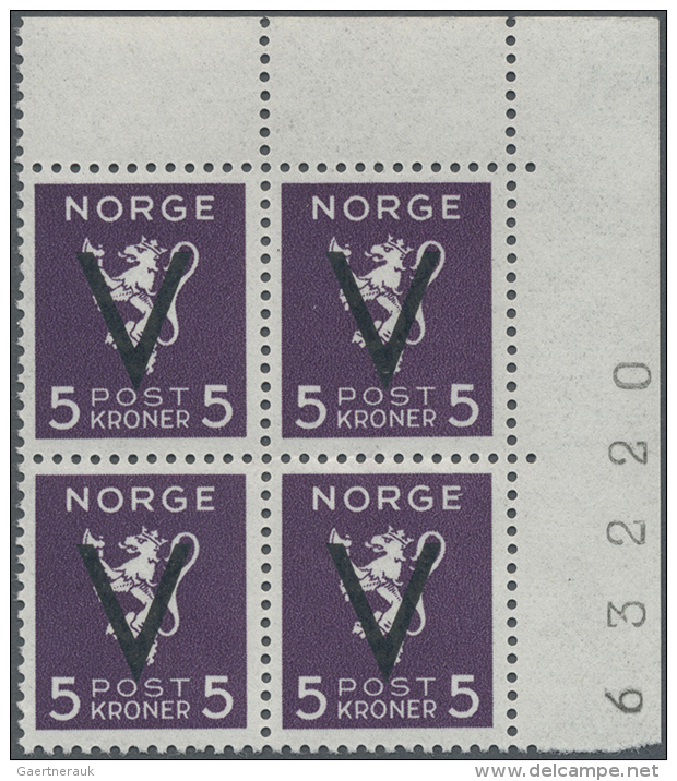 1941, "V" Overprints, 1&ouml;. To 5kr., Complete Set Of 19 Stamps, 24 Sets (six Marginal Blocks Of Four), Unmounted... - Autres & Non Classés