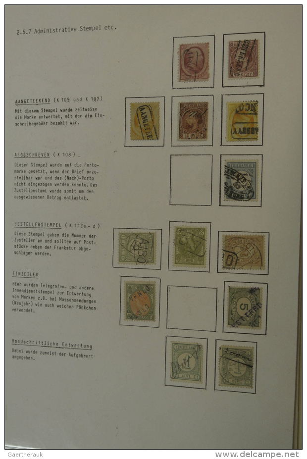 Folder With Various Cancels Of The Netherlands On Albuim- And Stockpages. Contains Various Administrative Cancels... - Marcophilie