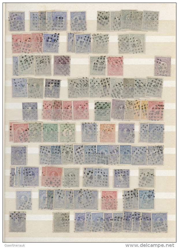 1870/1890 (ca.), Numeral Cancellations, Holding Of Apprx. 640 Stamps (mainly Willem And Wilhelmina), All Oblit. By... - Marcophilie