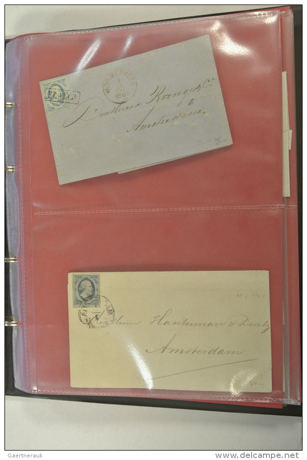 1852: Nice Collection Of 85 Covers With Stamps Of The Netherlands 1852 In 4 Small Albums. Collection Contains Many... - Autres & Non Classés