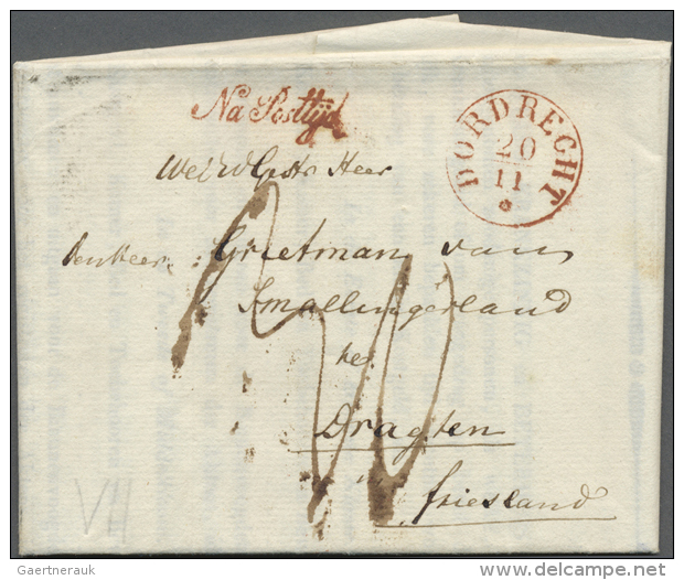 1822/1860, "Na Posttyd" L1 In Rot, Blau Und Schwarz, In Roter Schreibschrift Und Als Kleiner Ra1 Je Auf 12 Briefen... - ...-1852 Préphilatélie