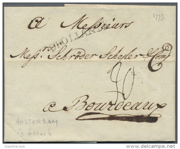 1773/1861, 23 Belege Mit Diversen TRANSIT-Stempeln, U.a. "D'HOLLANDE", Schreibschriftstempel "Den Helder Zeebrief",... - ...-1852 Préphilatélie