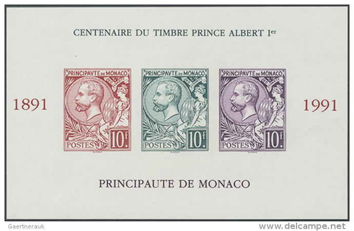 1991, 100th Anniversary Of "Albert I" Stamps, IMPERFORATE Souvenir Sheet, 25 U/m Copies. Maury BF54 Nd - 4.375,-... - Autres & Non Classés