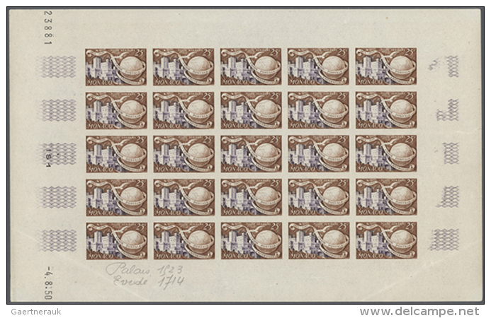 1949, 75th Anniversary Of UPU, 25fr. (Michel No. 404), U/m Lot Of Apprx. 330 Imperforated Colour Proofs, Many Units... - Autres & Non Classés