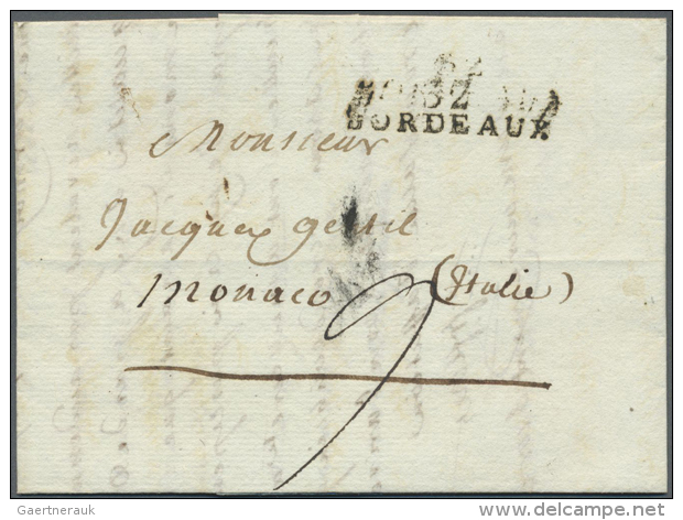 1791/1819 25 Briefe Aus S&uuml;dfrankreich (Bordeaux, Marseille, Nizza, Agde, Nantes, ...) Nach Monaco. (D) - ...-1885 Préphilatélie