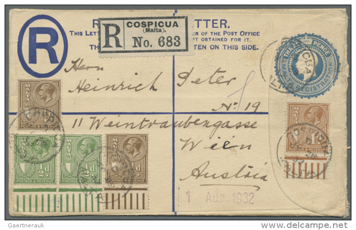 1887/1932, Lot Of 16 Better Entires (single Lots), Comprising Uprated Stationeries, Postage Due Markings, Incoming... - Malte