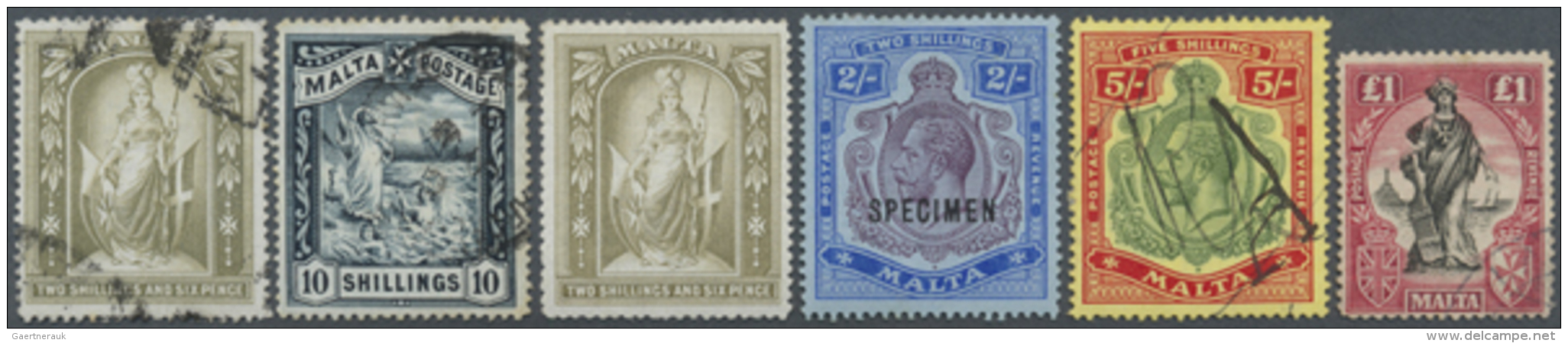 1885/1968, 1 Steckkarte Malta Briefmarken Mit Einigen Besseren Wie MiNr 13/14, 50 Specimen, 51, 96bY. Michelwert... - Malte