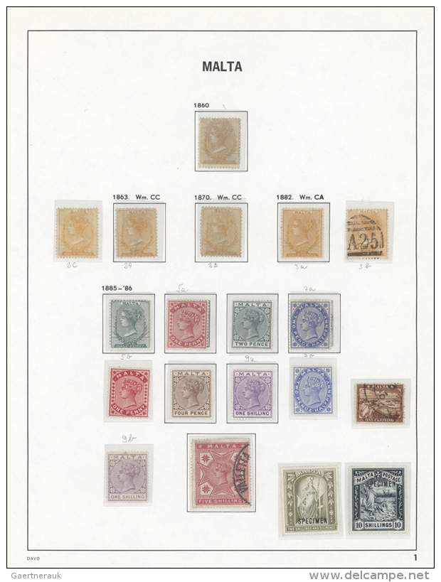 1863/1901, A Petty Collection Of 19 Stamps On Album Page, From 1863 1/2d. No Wm Unused, 3 Copies 1/2d. Mint,... - Malte